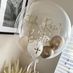 18/24/36inch Custom Clear Balloon 1Pc with Sticker Gold Silver Name Personalized Stickers for Birthday Wedding Baby Shower Decor