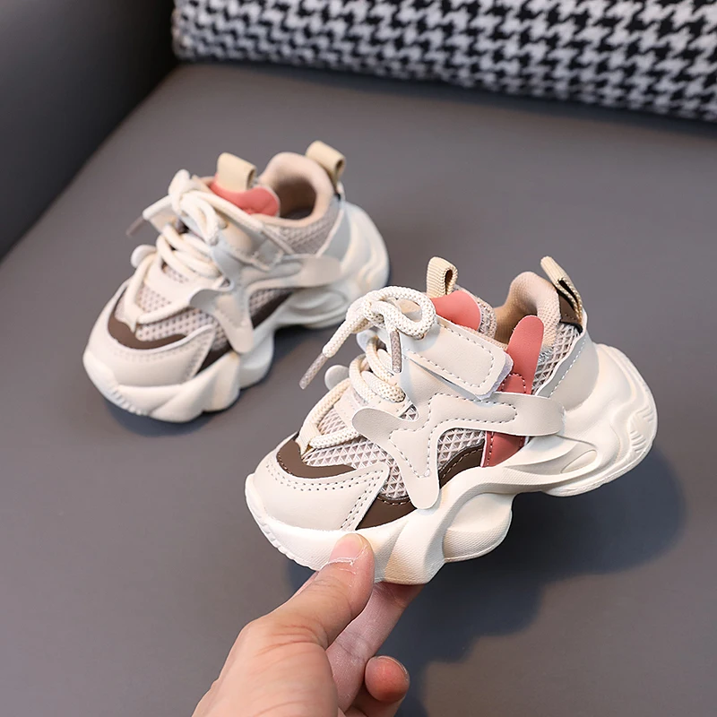 Children Mesh Breathable Chunky Sneakers Toddler Boys Girls TPR Casual Sport Shoes Running Shoes Kids Platform Tennis 3-6Years