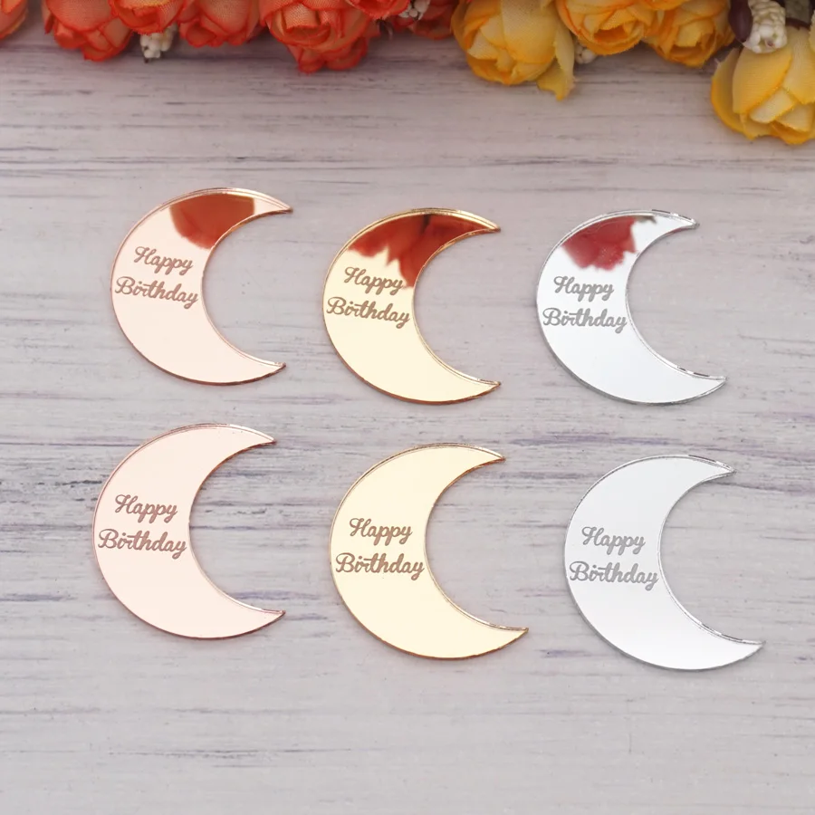 Custom Name Party Moon Tags Personalized Acrylic Mirror Babyshower Guest Gift Decoration Wedding Birthday Invitation Place Card