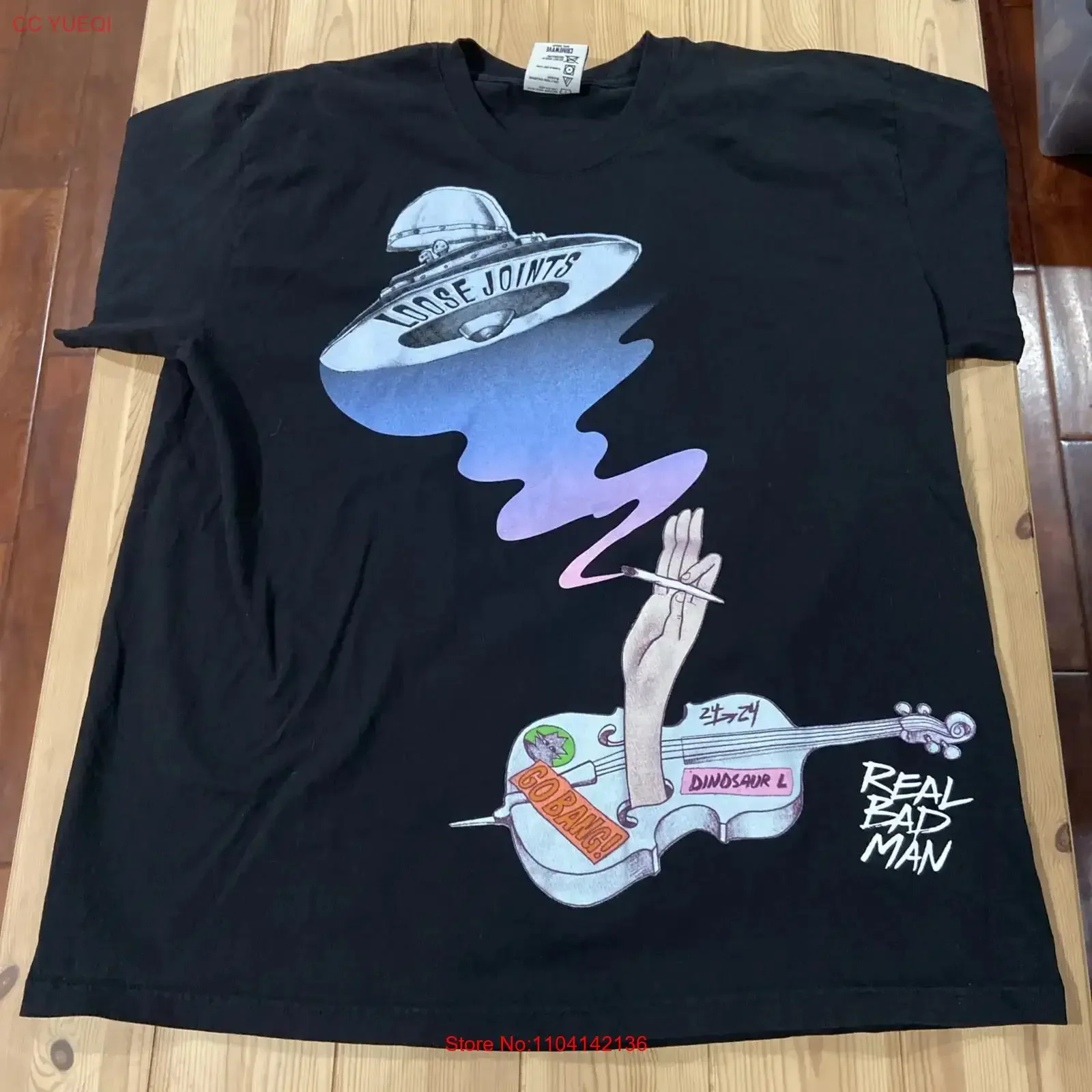 Real Bad Man T Shirt XL Oversized Loose Joints UFO Smoke Guitar  vintage Washed Comfortable Breathable Stylish