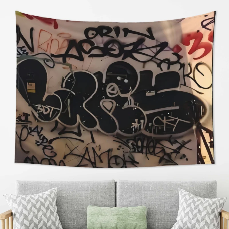 VIKAMA Urban Graffiti Wall Tapestry, Hip-Hop Street Style Art Wall Hanging Background Fabric, Home Decoration