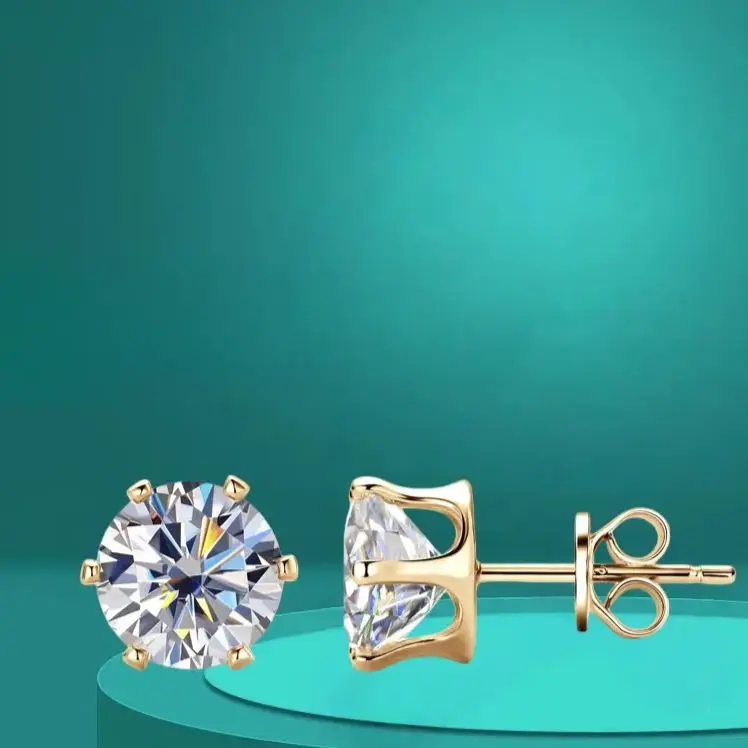 Moissanit 0,1-3,0 Karat Ein Paar Hochwertige S925 Silber Ohrringe 18K Gold Plattiert Mit Zertifikat Feiner Schmuck für Damen