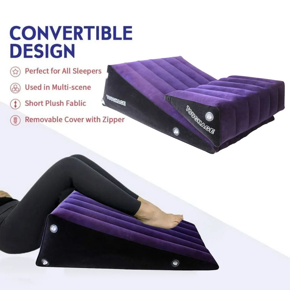 

Inflatable Cushion Set 2pcs Triangle Pillow PVC Flocking Ramp Combo Furniture Body Support Bed Air Mattress Home Travel Ramp Pad