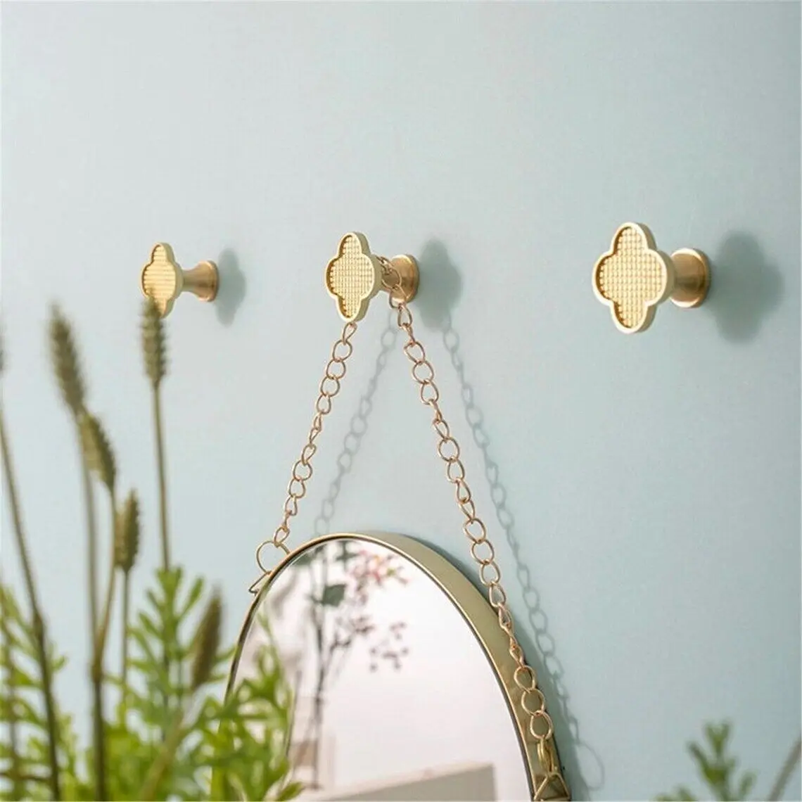 Four Leaf Clover Shape Single Hole Cabinet Handles Solid Brass Home Decor Wardrobe Pulls Pink Black Green Resin Drawer Knobs