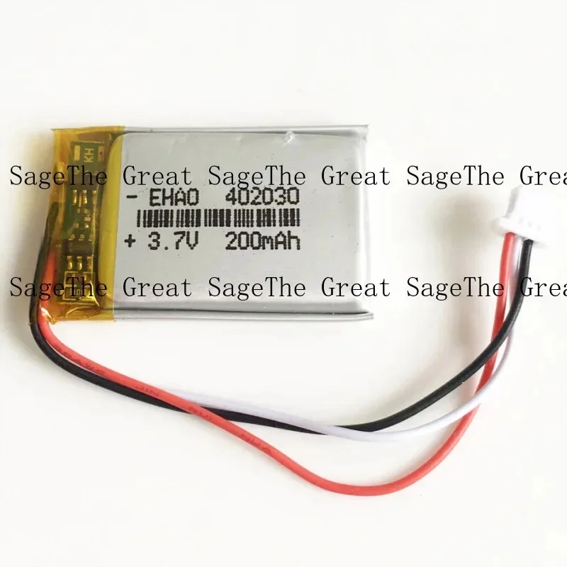 3.7v 402030     200mAh Lipo Rechargeable Battery for JST 3pin 1.0mm Plug Mp3 GPS DVD zm