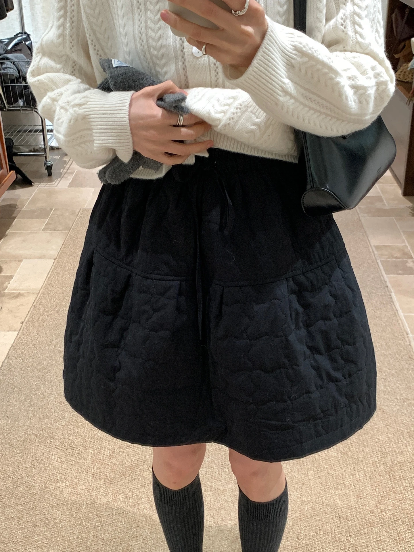 

Bla Cotton Puffy Skirt High Waist Women's Korean Sle Casual Fit Stand Version Autumn Winter New Arrival