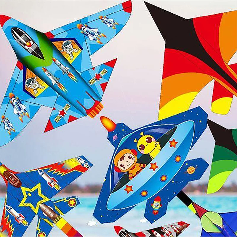 1PC Cartoon Children Kite Blue Red Fighter Rainbow Plane Kite For Kids Adults Large Huge Delta Kite Outdoor Toy  Воздушный Змей