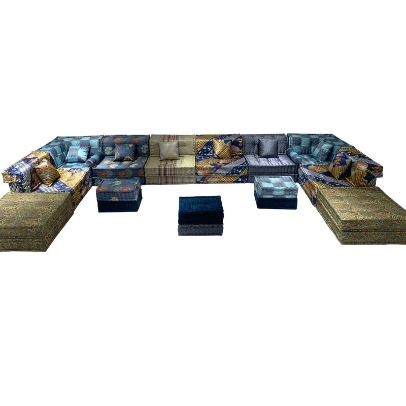 

Pure handmade mahjong designer color sofa combination villa living room, the same style as Yang Kun's house in Rochburg, France