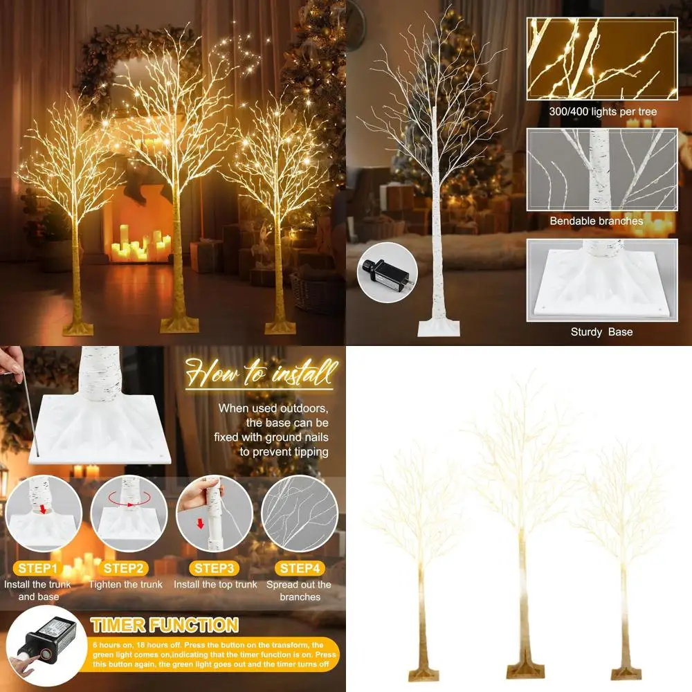 

Березы высотой 4–6 футов с подсветкой и 8 светодиодами, теплые белые огни для декора Рождества и Дня Благодарения, подходят для использования в помещении.