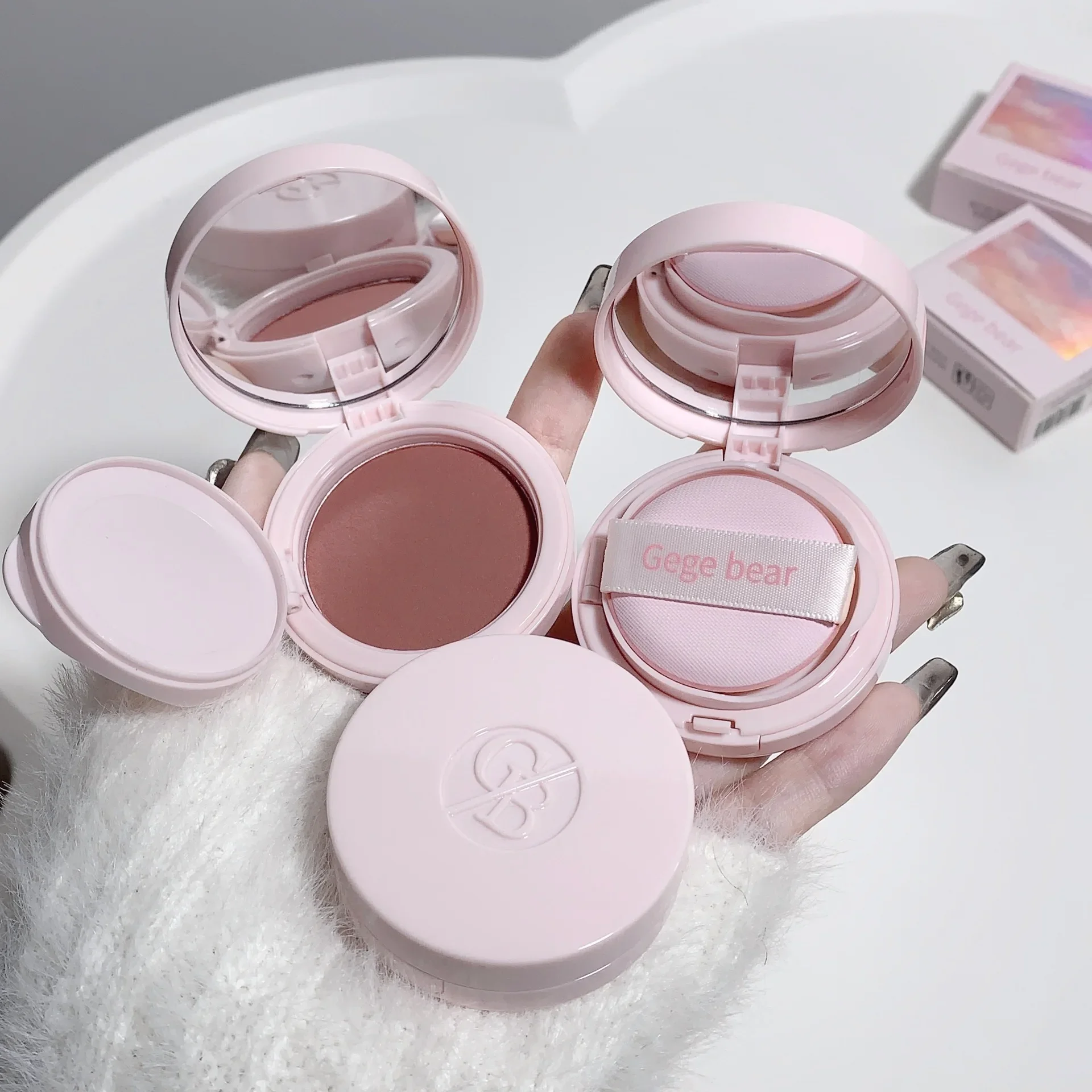 Gegebear air cushion blush cream mashed potato single color rouge blush powder expansion color enhances complexion