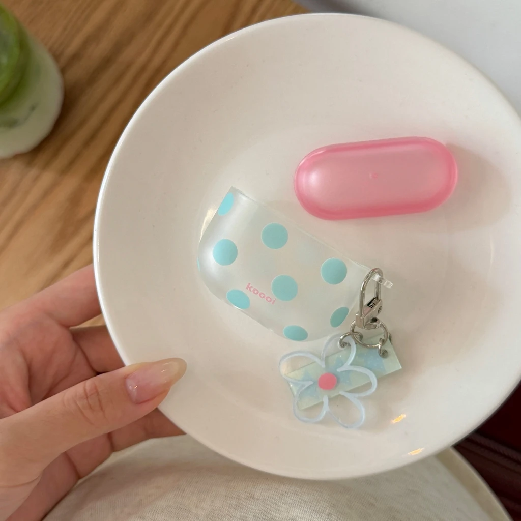 Gentle Sweet Pink Blue Polka Dot With Flower Star Pendant Shock Proof Earphone Cover Case for AirPods 1 or 2 3 4 5 Pro 2 Pro 3 ﻿
