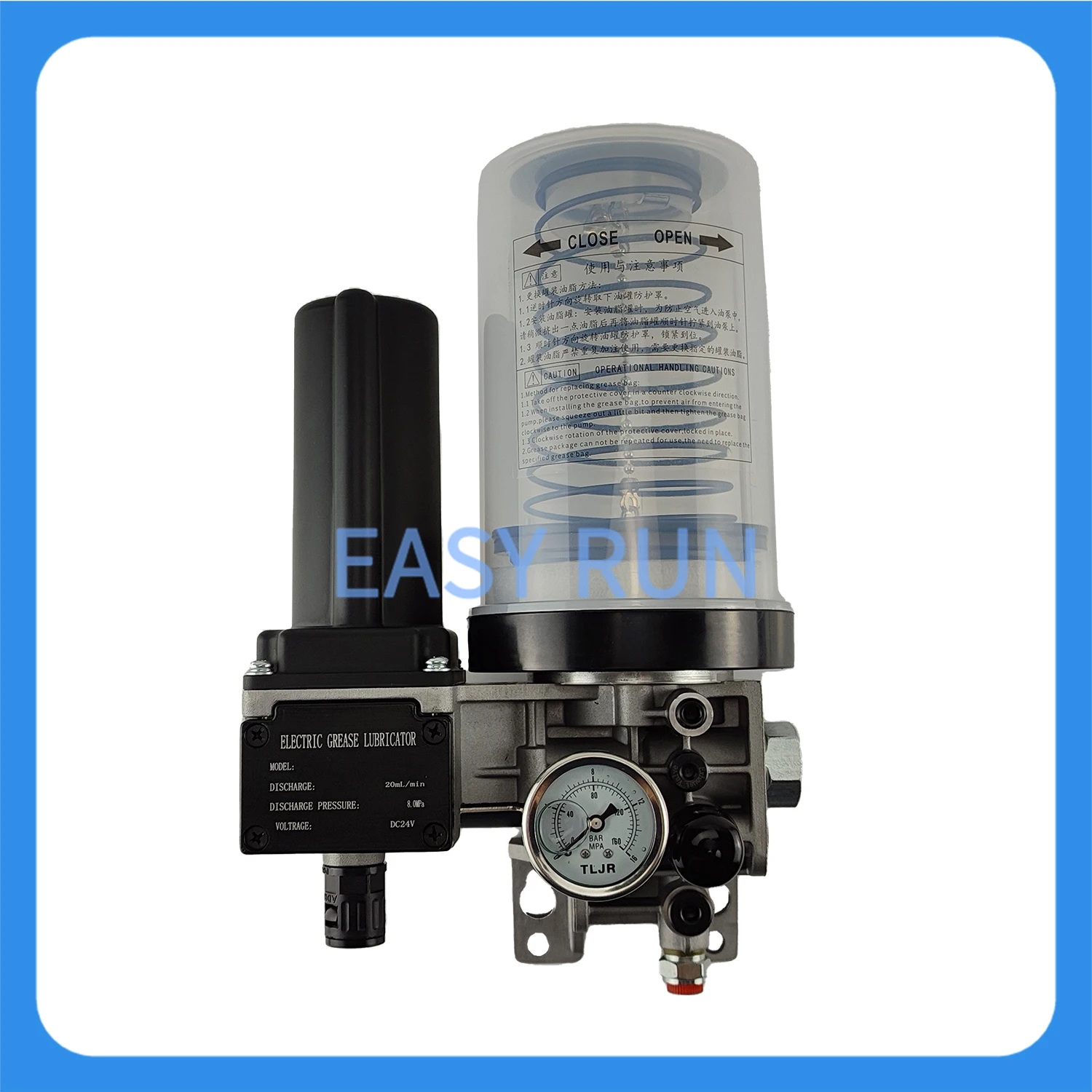 Positive Displacement 24V Semi-Automatic Electric Grease Pump 700ml With Pressure Relief And Pressure Gauge