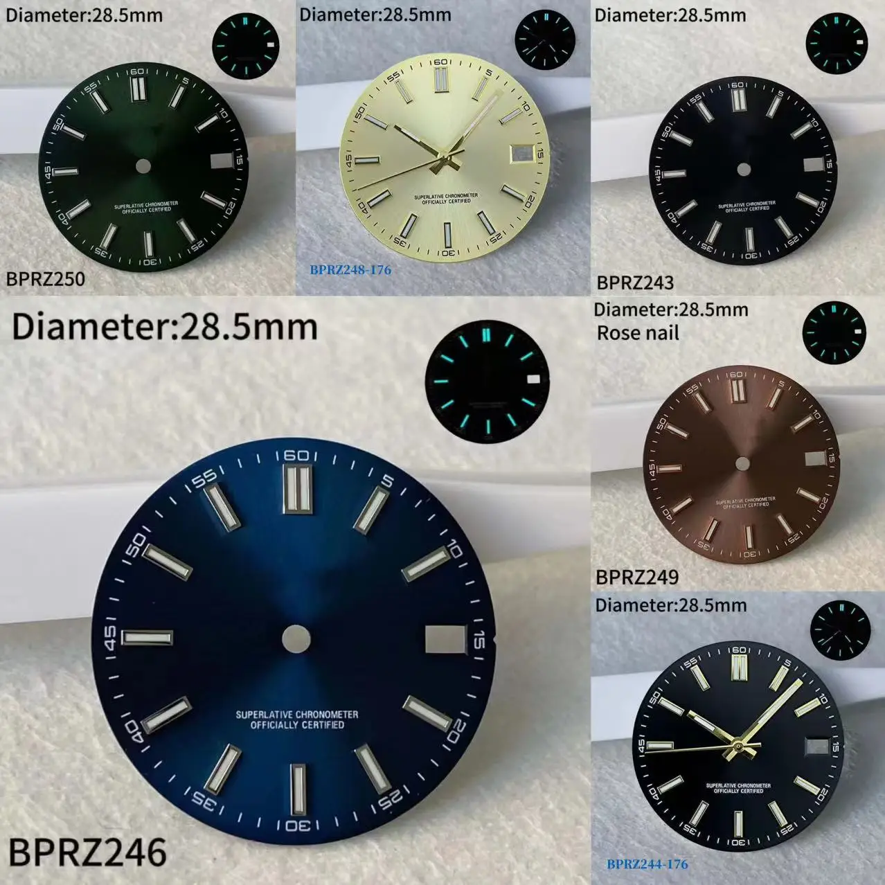 28.5mm Blue Light S Logo Dial Hot Selling Date Single Calendar Set nh dial 35 dial Automatic Movements 29mm Blue Black s Dial