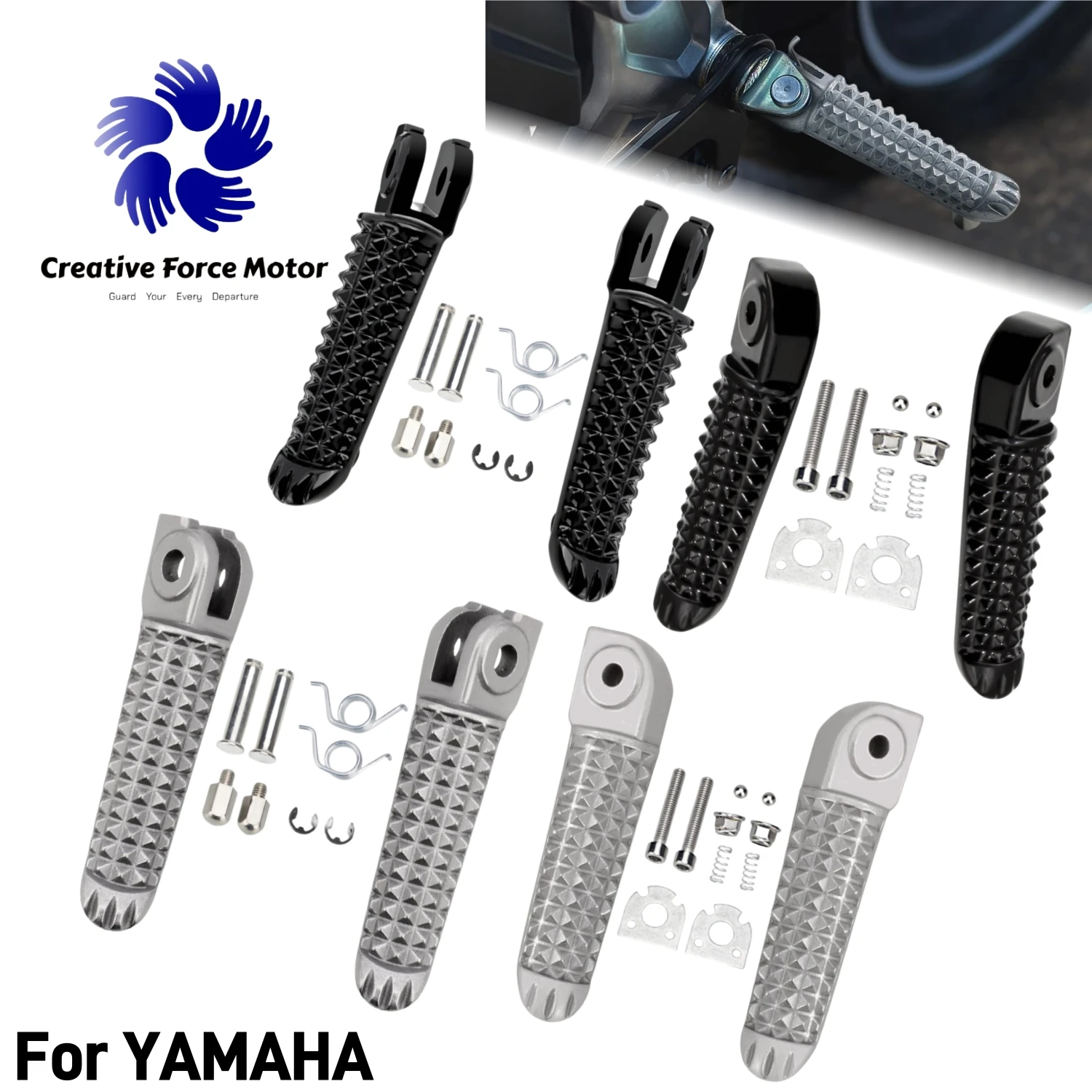 Front Rear Foot pegs Motorcycle Footrest Racing Rider Passenger Pedal Aluminum For YAMAHA YZF-R1 R1 LE R1M R1S YZF-R6 VMX1700 GP
