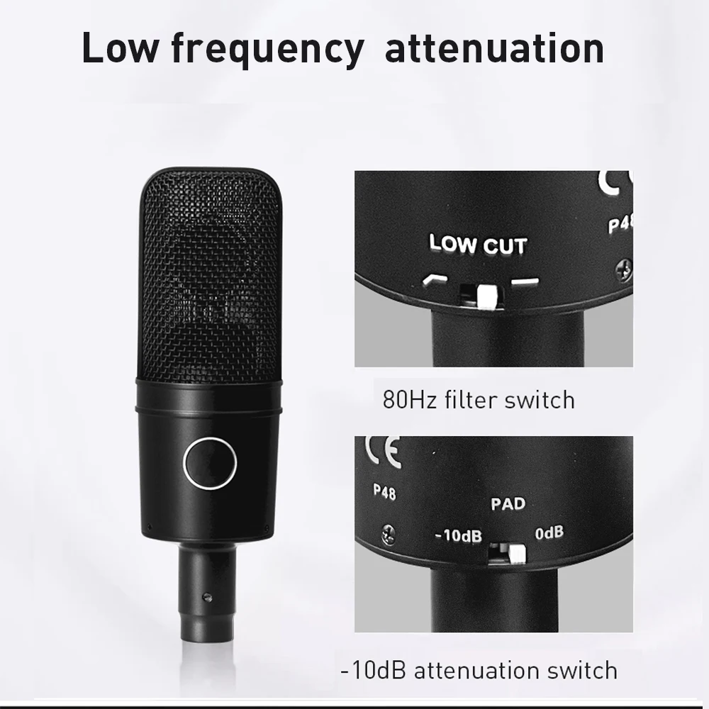 AT4040 Cardioid Large Diaphragm XLR Condenser Studio Microphone for Professional Vocal Recording Broadcast Live Sound Home