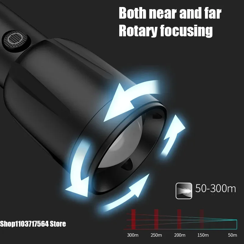 

Mini Torch LED Rechargeable Flashlight Portable Keychain Rotary Switch Waterproof Outdoor Camping Emergency Flashlight