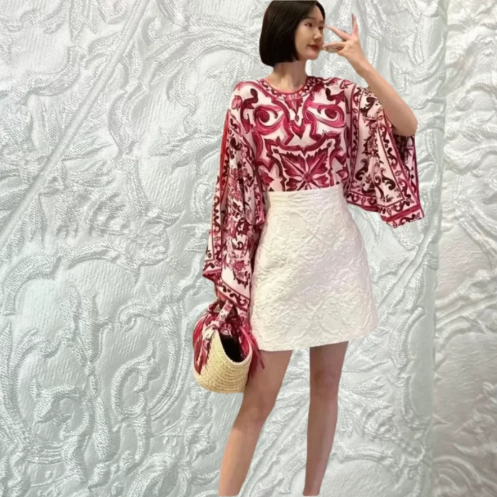 

Pure White Jacquard Dress Fabric Dark Pattern Fashion Runway European Fashion Fabrics Cloth for Diy Sewing By The Meter