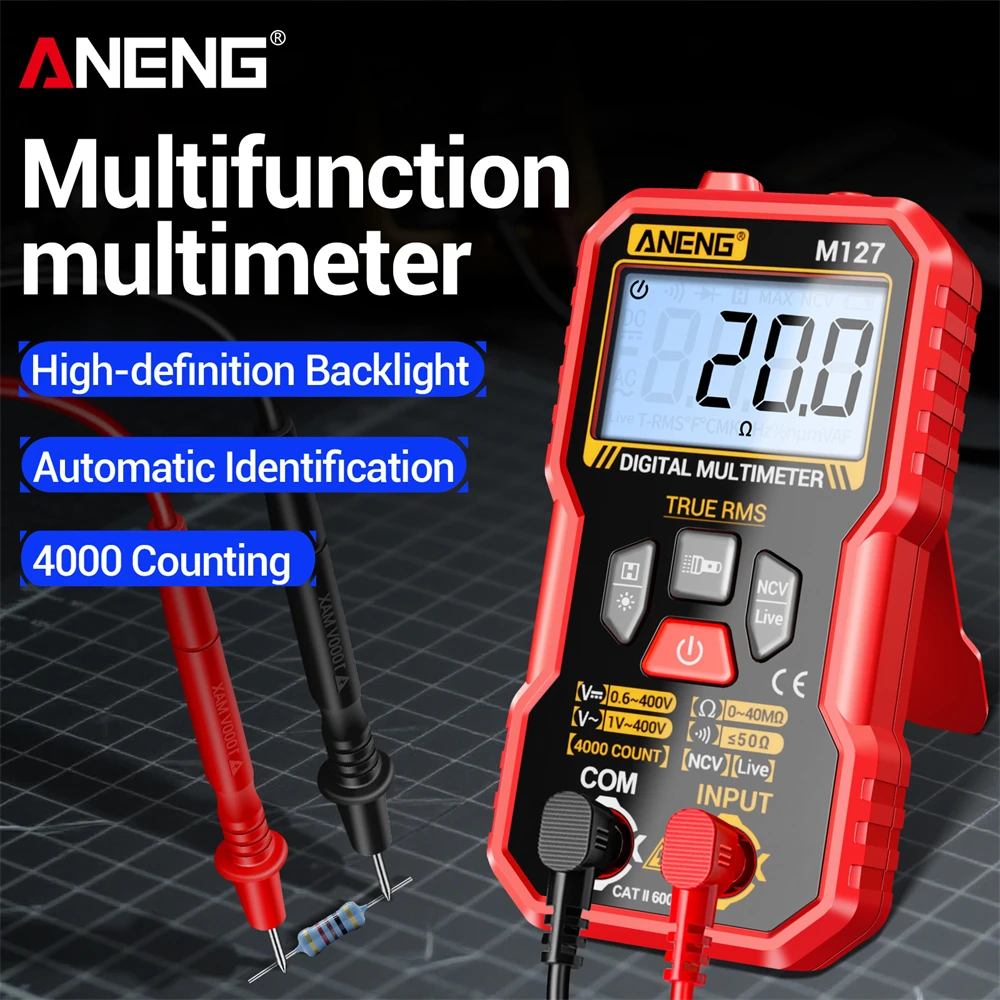 

Mini Digital Multimeter Professional ANENG M127 Automotive 4000 Counts AC/DC Voltage Tester voltmeter Ammeter Zero-fire Tools