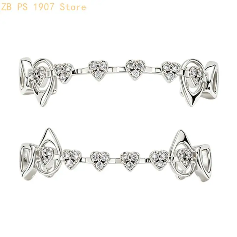 Pointed Tooth Grill Set for Adults, Upper and Lower Mouth Jewelry with Heart Detail Design for Costume Parties 55KA
