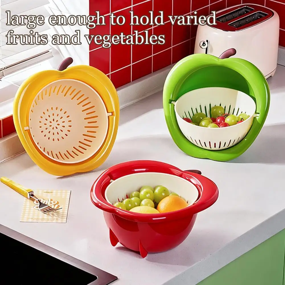 Cesta Escurridora de Verduras de Doble Capa, Contenedor Creativo de Gran Capacidad para Almacenamiento de Alimentos, Colador Multifuncional y Bonito para Frutas y Verduras