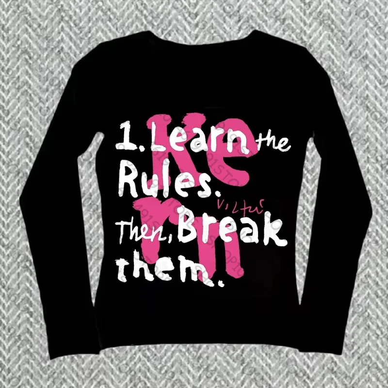 Cute Y2K style long sleeved T-shirt with a collapsed face Y2K style clothing slim fit top women's aesthetic dressing pixel g