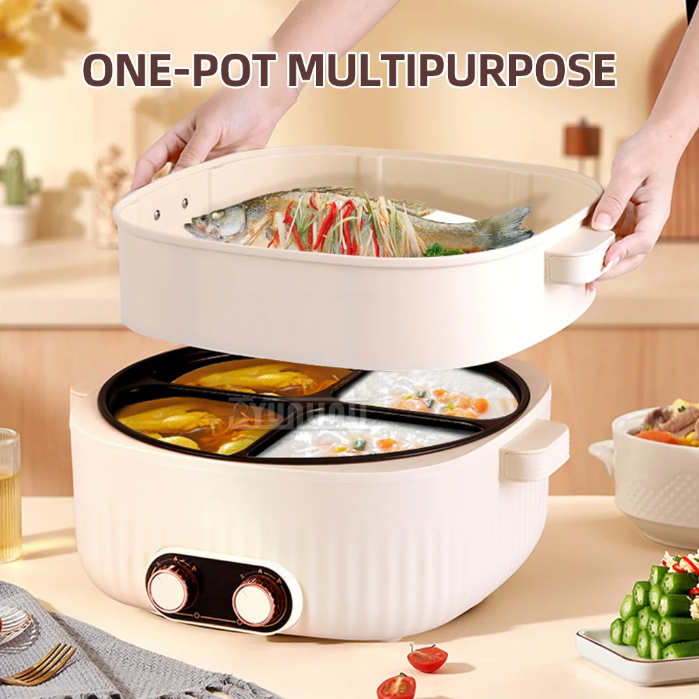 6L Four-Grid Hot Pot Machine Multi Cooker Household Large Capacity Electric Cooking Pot