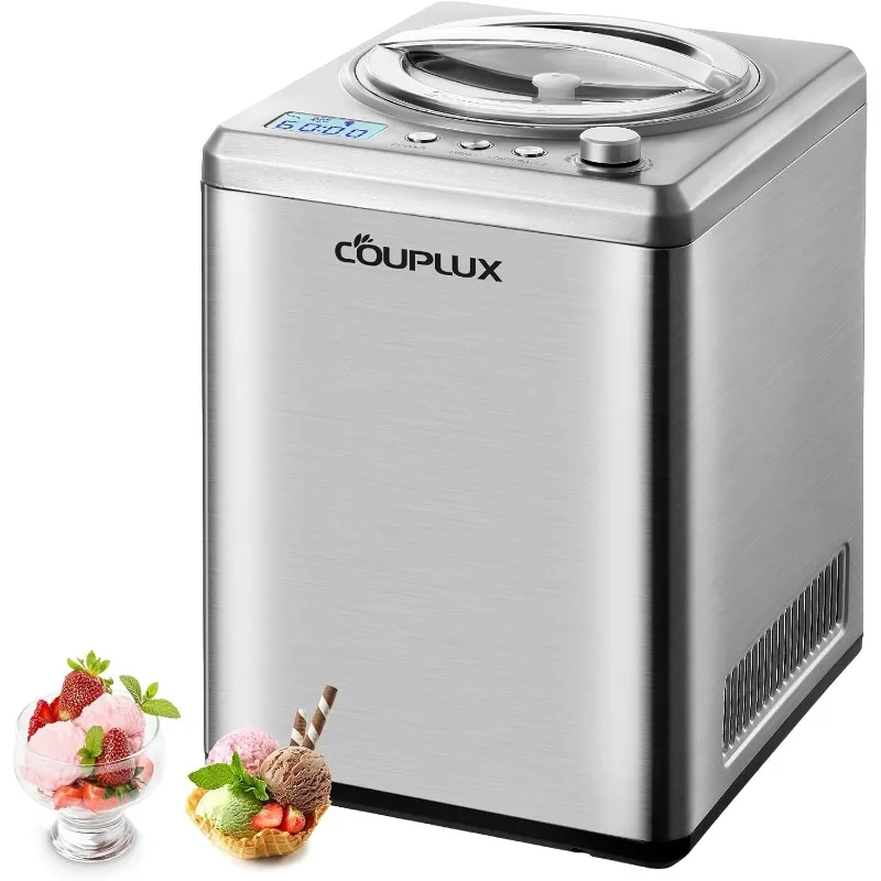 

Ice Cream Maker with Compressor,No Pre Freezing, 2.5L with 3 Modes, LCD Digital Display & Timer,Stainless Steel