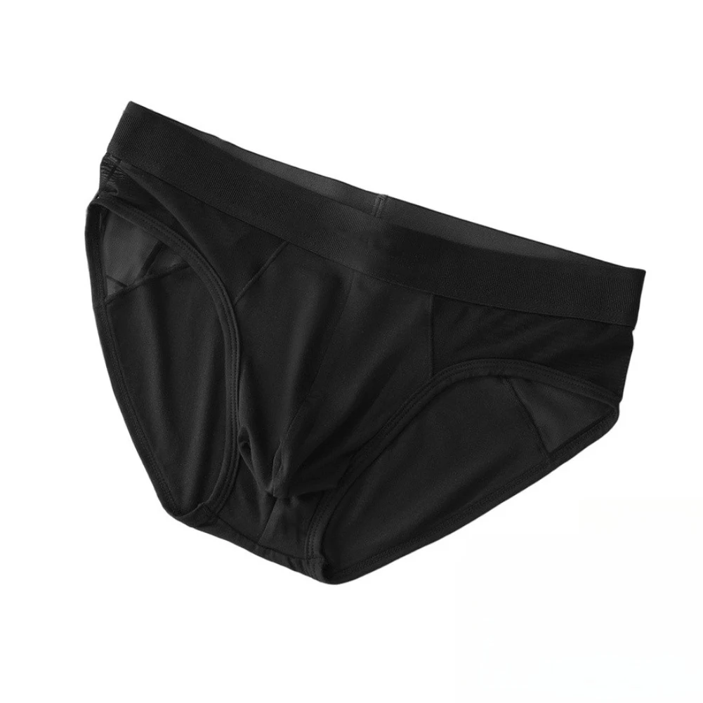 Men Mesh Patchwork Solid Low-waist Briefs Bulge Pouch Underwear Male Underpants Ultra-thin Transparent Short Underpants