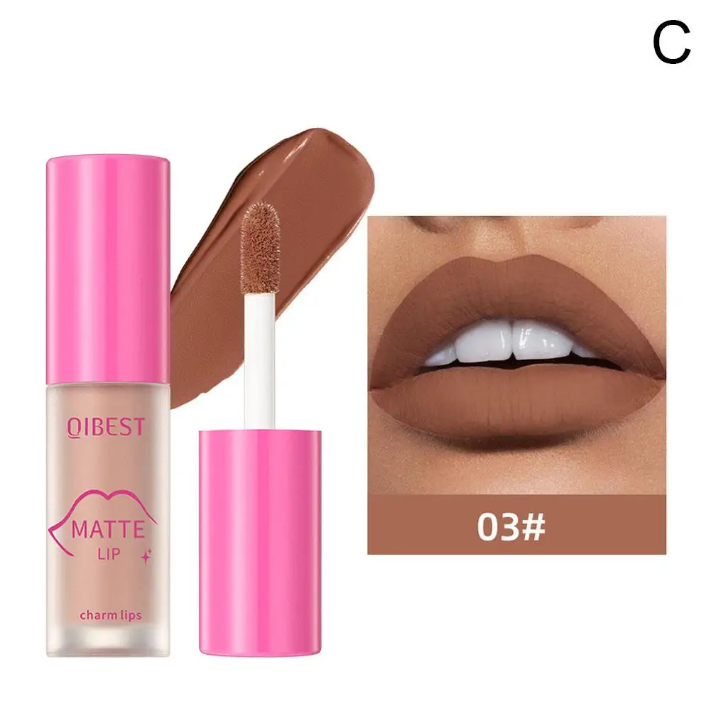 Dunkelbraune Lippen glasur matte flüssige Lippenstift Make-up wasserdichte rote Pigment Samt Kosmetik Lippen lippe sexy Glanz dauerhafte Tönung n8e7