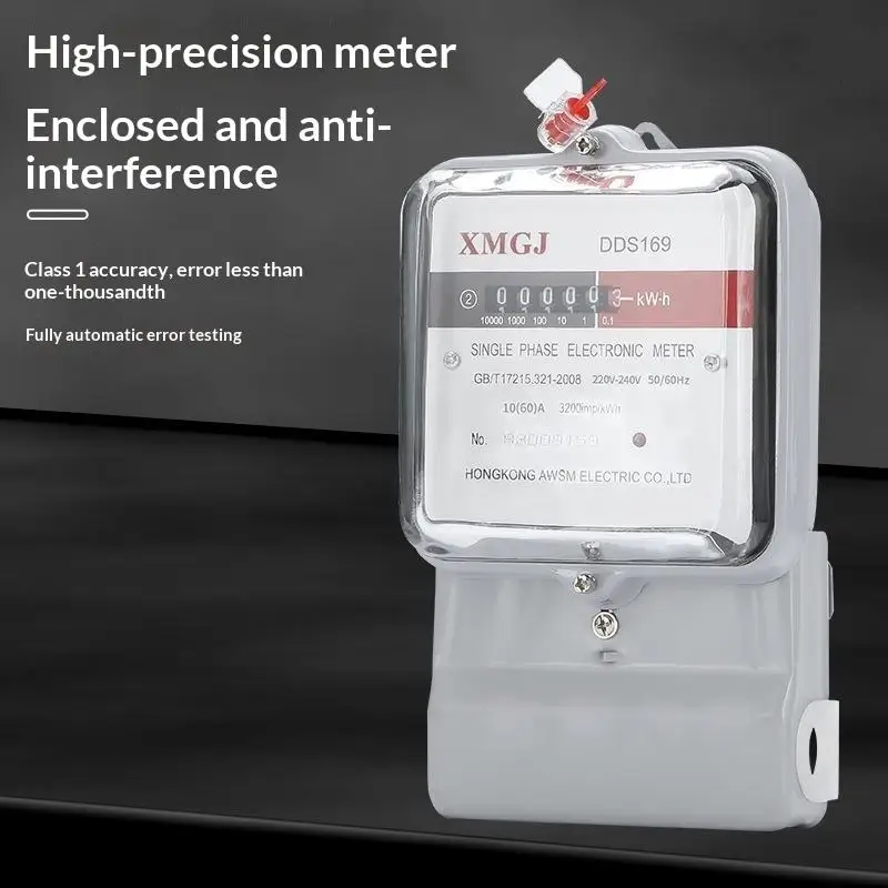 Single Phase Digital Kilowatt Hour Meter High Accuracy Anti Theft DIN Rail Mount Power Consumption Meter for Home Small Shop