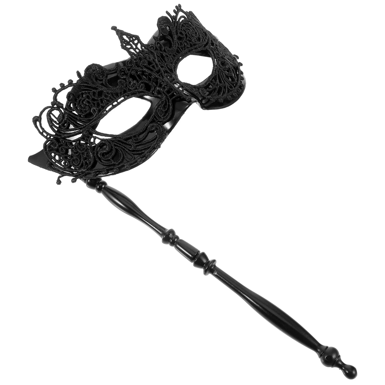 

Venetian Mardi Masks Lace Hand Eyepatch Cosplay Party Metal Miss Masquerade with Stick