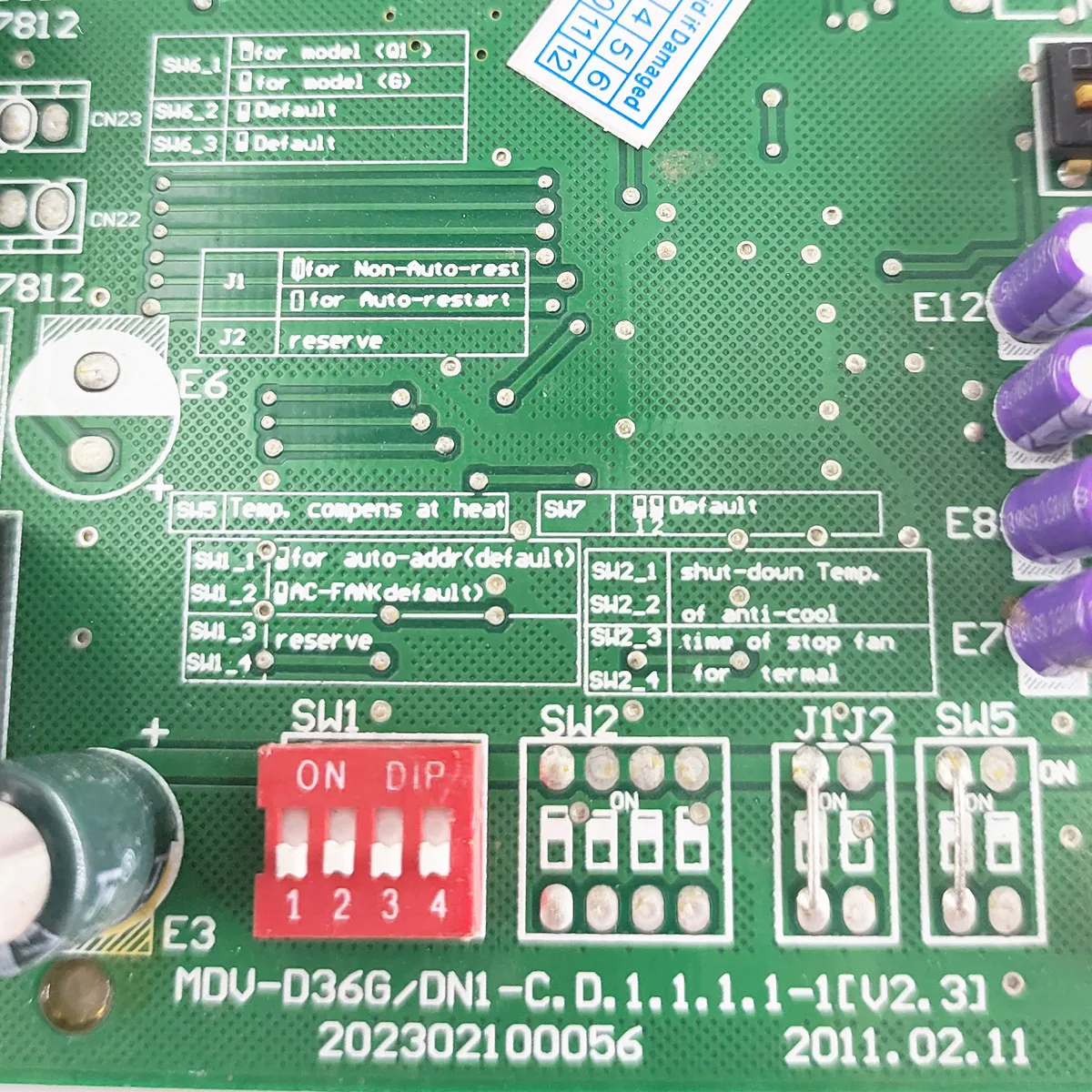 Используется для внутренней материнской платы Midea 202302100056   Компьютерная плата кондиционера MDV-D36GDN1-C.D.11