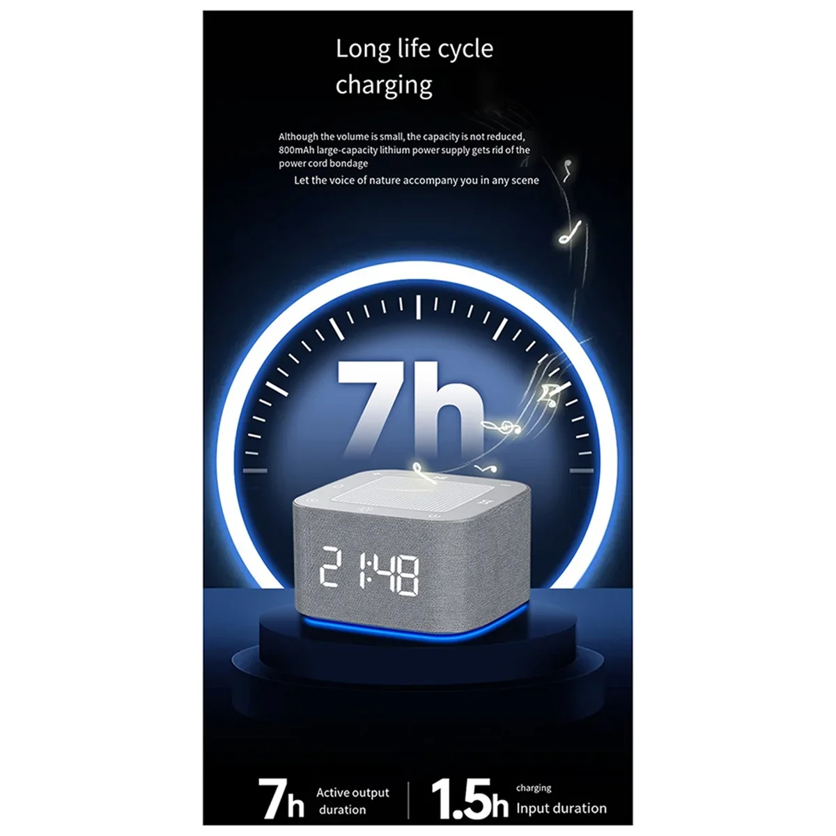 AD11 Alarm Clock Sleep Sound Machine 8-Color Night Light 32 Soothing Sounds White Noise Machine Sleep Times Digital Clock