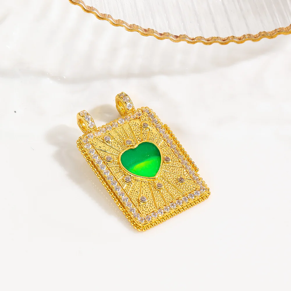 1 Pcs Europe and The United States Vintage Copper Plated 18k Rainbow Love Tarot Card Necklace Pendant Accessories DIY Jewellery