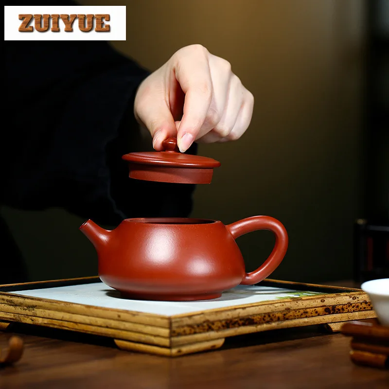 230ml Antique Yixing Purple Clay Teapot Handmade Stone Scoop Pot Raw Ore Dahongpao Mud Kettle Zisha Tea Set Craft Drinkware Gift