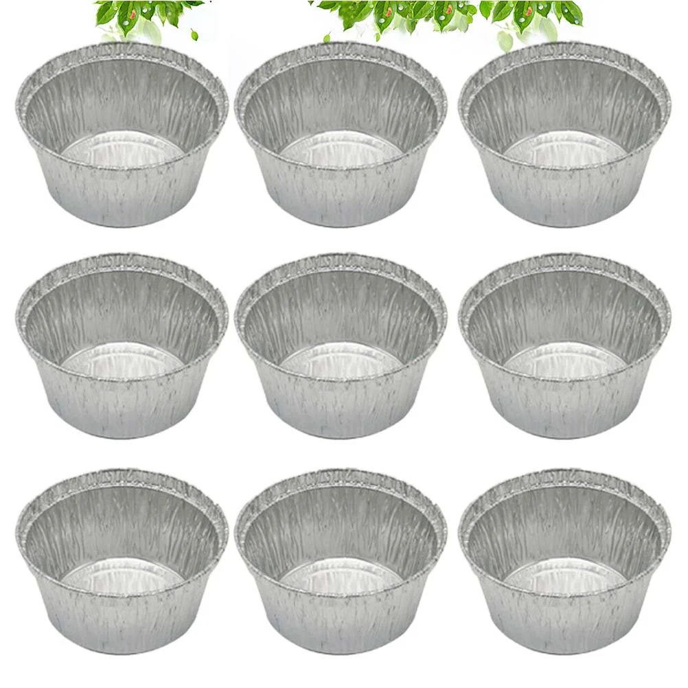 

20pcs 285 ML Round Tin Foil Bowl Grill Tin Disposable BBQ Tray Pie Pans without Lids for Home (Silver)