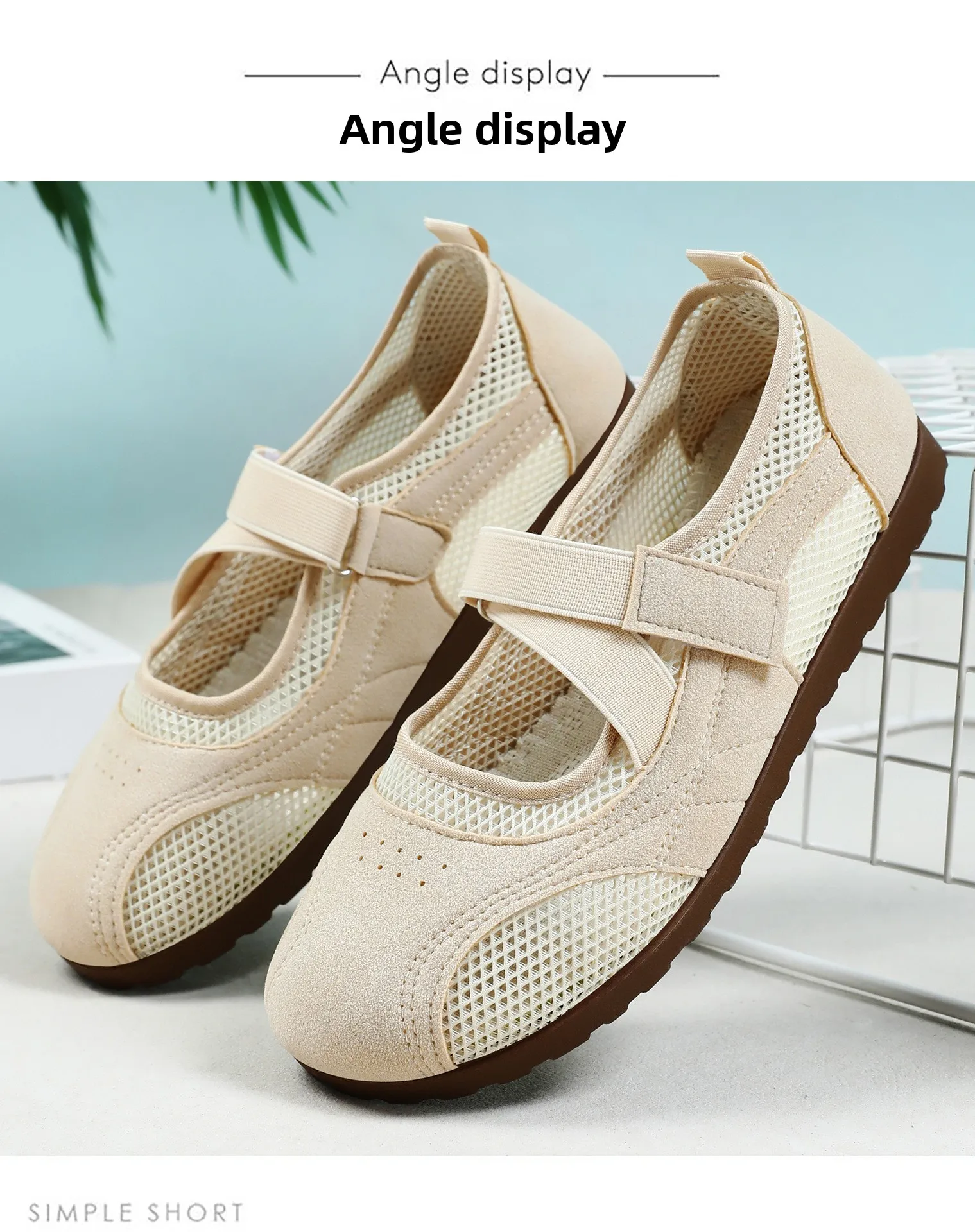 Sommer-Ballett-Modetrainingsschuhe Mary-Jane-Schuhe mit Klettverschluss Weichsohlige Freizeitschuhe – Detail 7