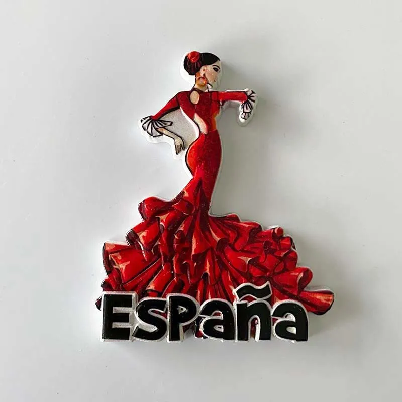 

3D Resin Refrigerator Magnet - Spain Theme - Detailed Flamenco Dancer Figure with Strong Magnet Back - Home Decor Gift