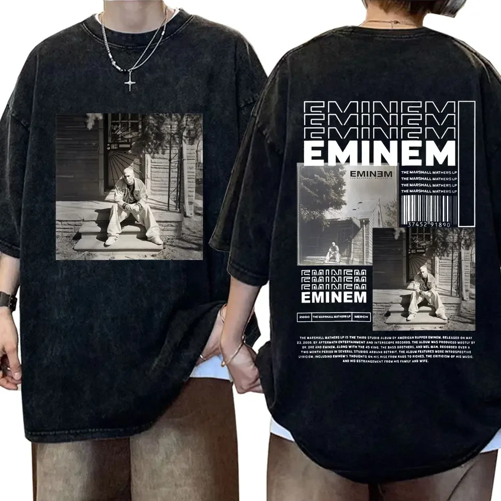 

Rapper Eminem Slim Shady Print T Shirt Male 90s Hip Hop Punk Rock Vintage Wash T Shirts Men's Harajuku Clothes Unisex Streetwear