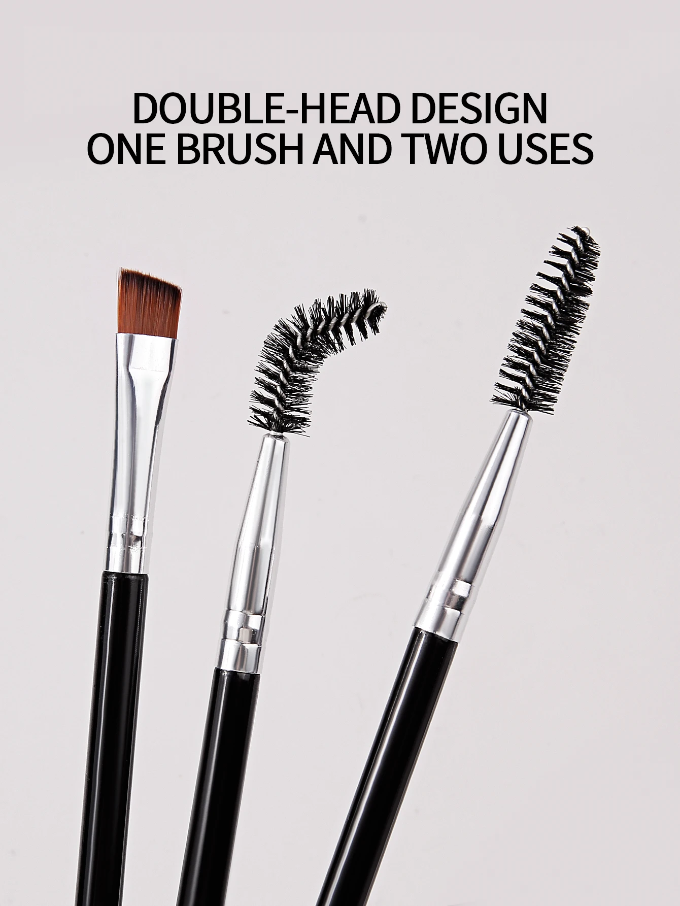 3pcs double head eyebrow brush diagonal eyebrow brush spiral brush blade eyeliner brush mascara brush makeup brush tool