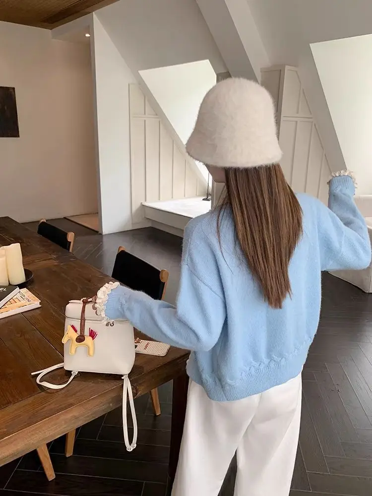 

Свитера Джемперы Кардиганы Женские и укороченный топ вместе для поездок на работу Плоская вязка с золотыми деталями Прямая линия BF Y2K Зучение Красочные