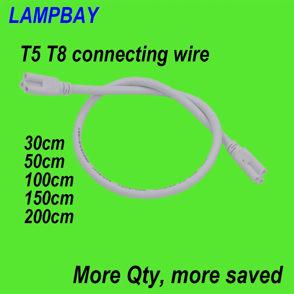 T5 T8 Connecting Cable 30cm 50cm 100cm 150cm 200cm 3-pin socket Wire Connector for  LED Tube Light Integrated Fixture