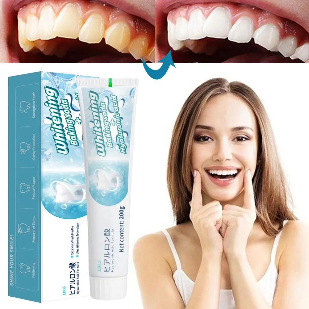 200g dentifricio sbiancante rimozione delle macchie dei denti sbiancante bicarbonato di sodio dentifricio orale cura G0W5