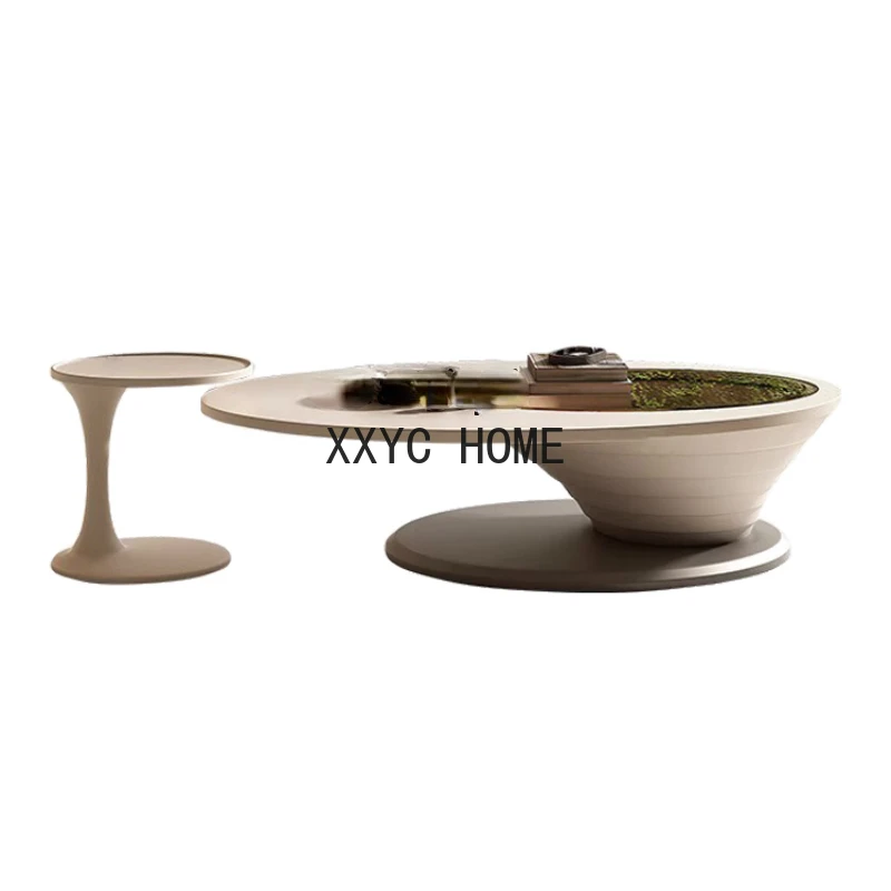 

Кремовый стильный комбинированный креативный журнальный столик, простой чайный столик с высоким чувствительностью для гостиной, домашний чайный столик особой формы