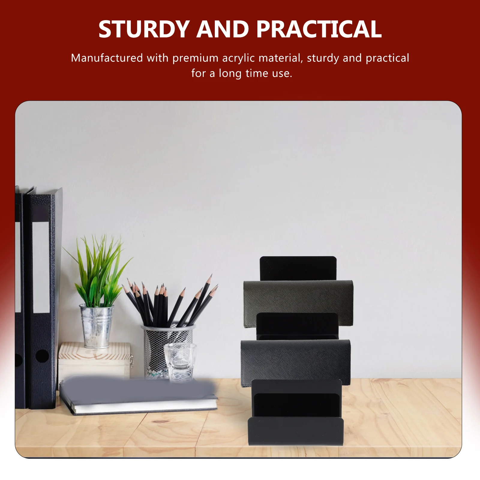 

Sturdy Acrylic Wallet Display Rack Multi-Layer Countertop Storage Stand For Home Shop Ladder Shape Commodity Shelf Desktop