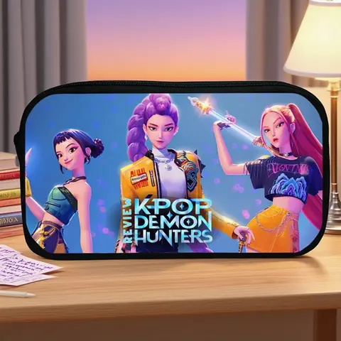 Kpop Demon Hunter Pencil Case Cartoon Huntrix Pencil Bag Student Pen Pouch School Stationery Box