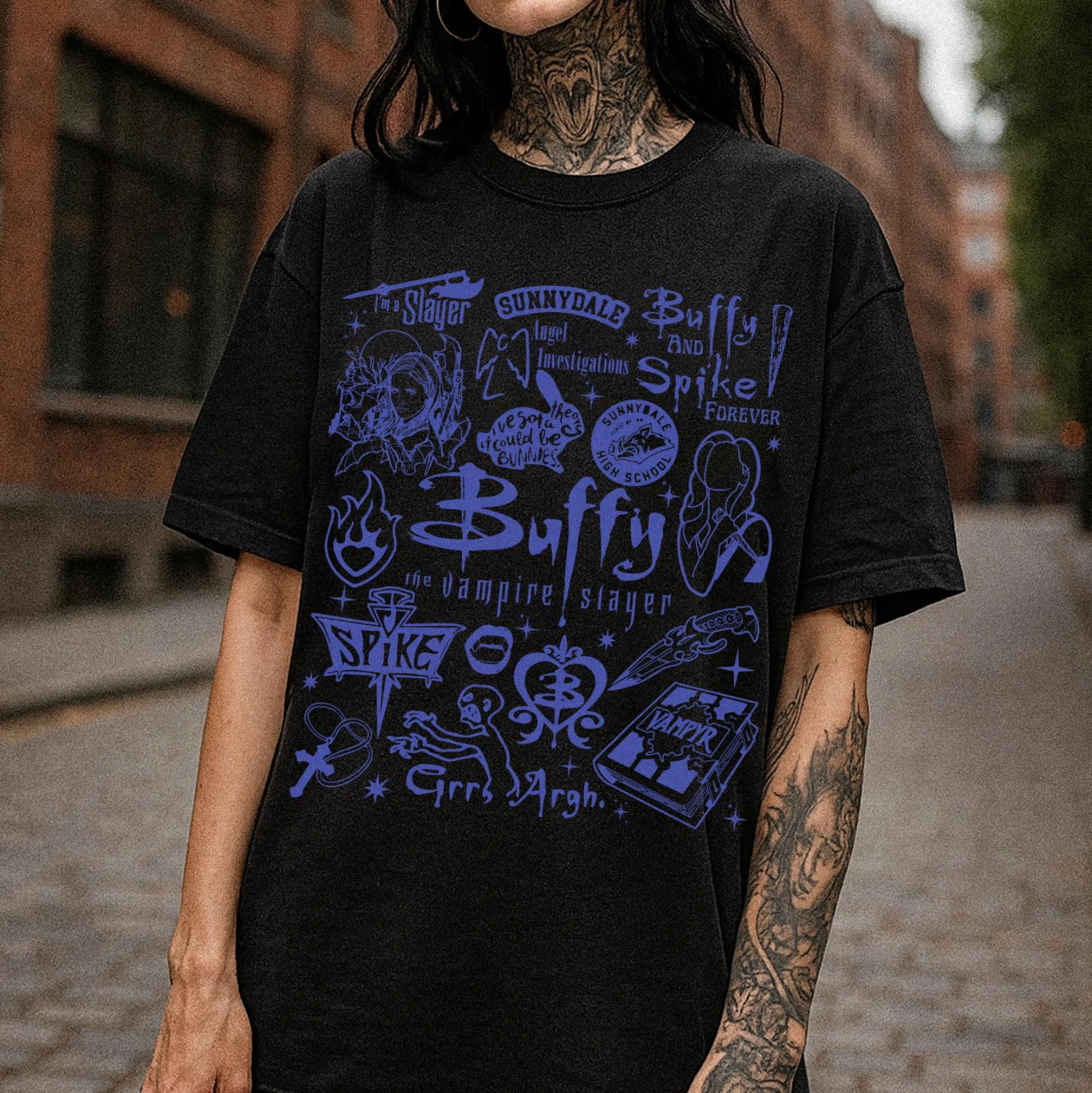 

Футболка с принтом «Буффи — истребительница вампиров», женская модная футболка на весну/лето, топ из чистого хлопка, нейтральная футболка с короткими рукавами