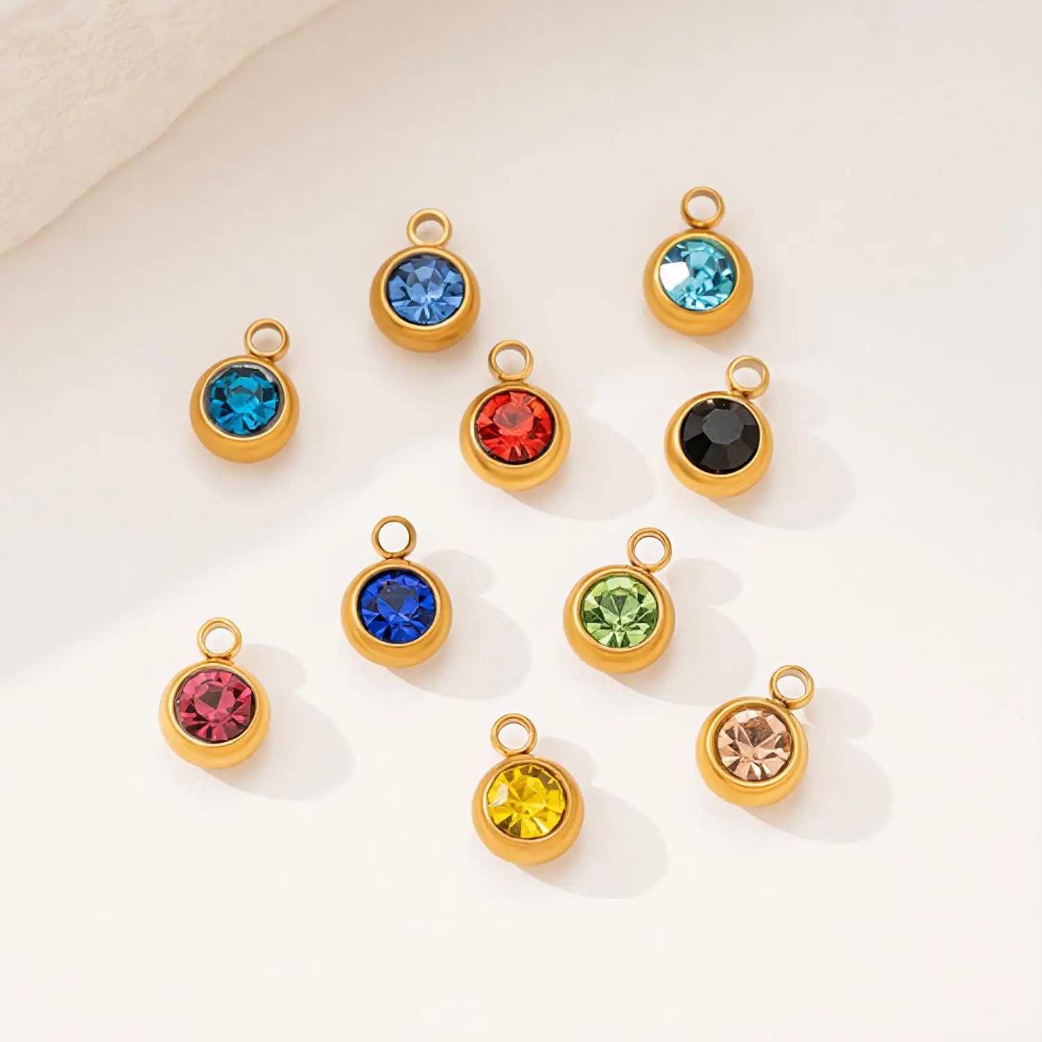 10 Stück Edelstahl-Kristall-Geburtsstein-Anhänger mit Strass für Schmuckherstellung, Halsketten-Zubehör, DIY-Ohrringe, Geschenk – Detail 3
