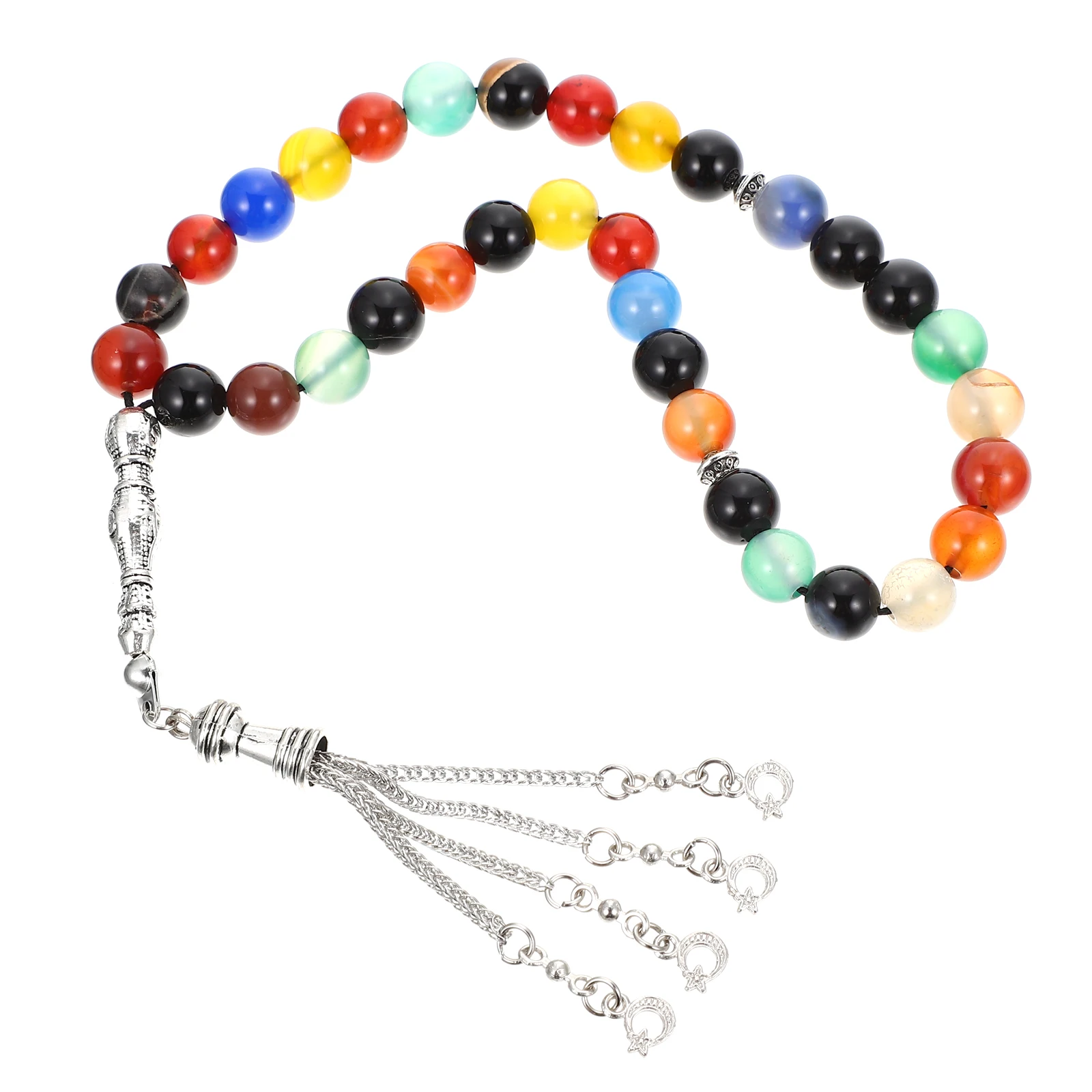 

Islamic Rosary Agate Prayer Beads Natural Beaded Alloy Holding Middle East Religious Beading Gift Wedding Favor Muslim