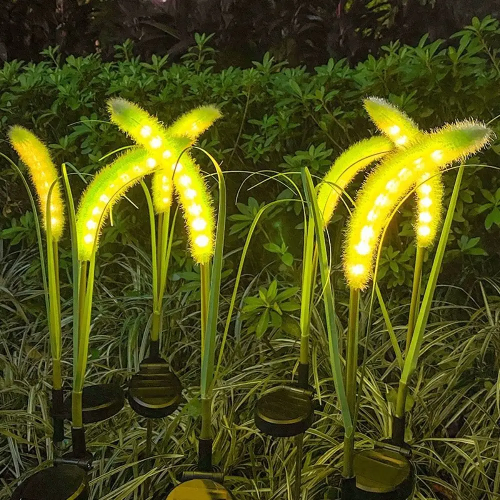 Decorazione del giardino 1/3 Testa Lampada solare per erba coda di cane Lampada da prato di simulazione artificiale Luce notturna creativa impermeabile per la casa